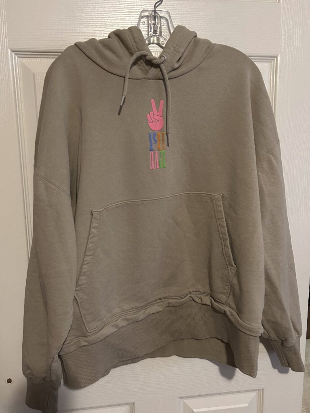 Tan Puma Hoodie with colorful logo sz XL
